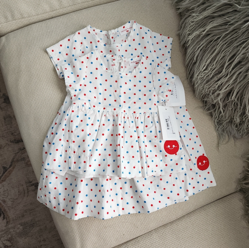 Smiling Button Polka Dot Dress